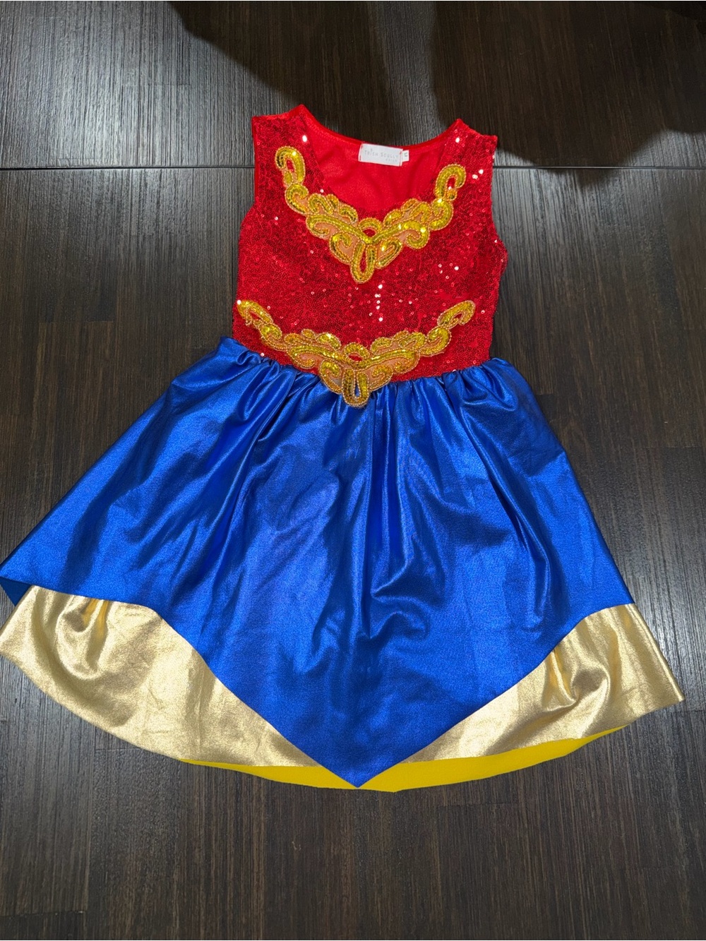 Trish Scully Girls Red, Blue & Gold Wonder Woman Superhero Costume Dress size 6